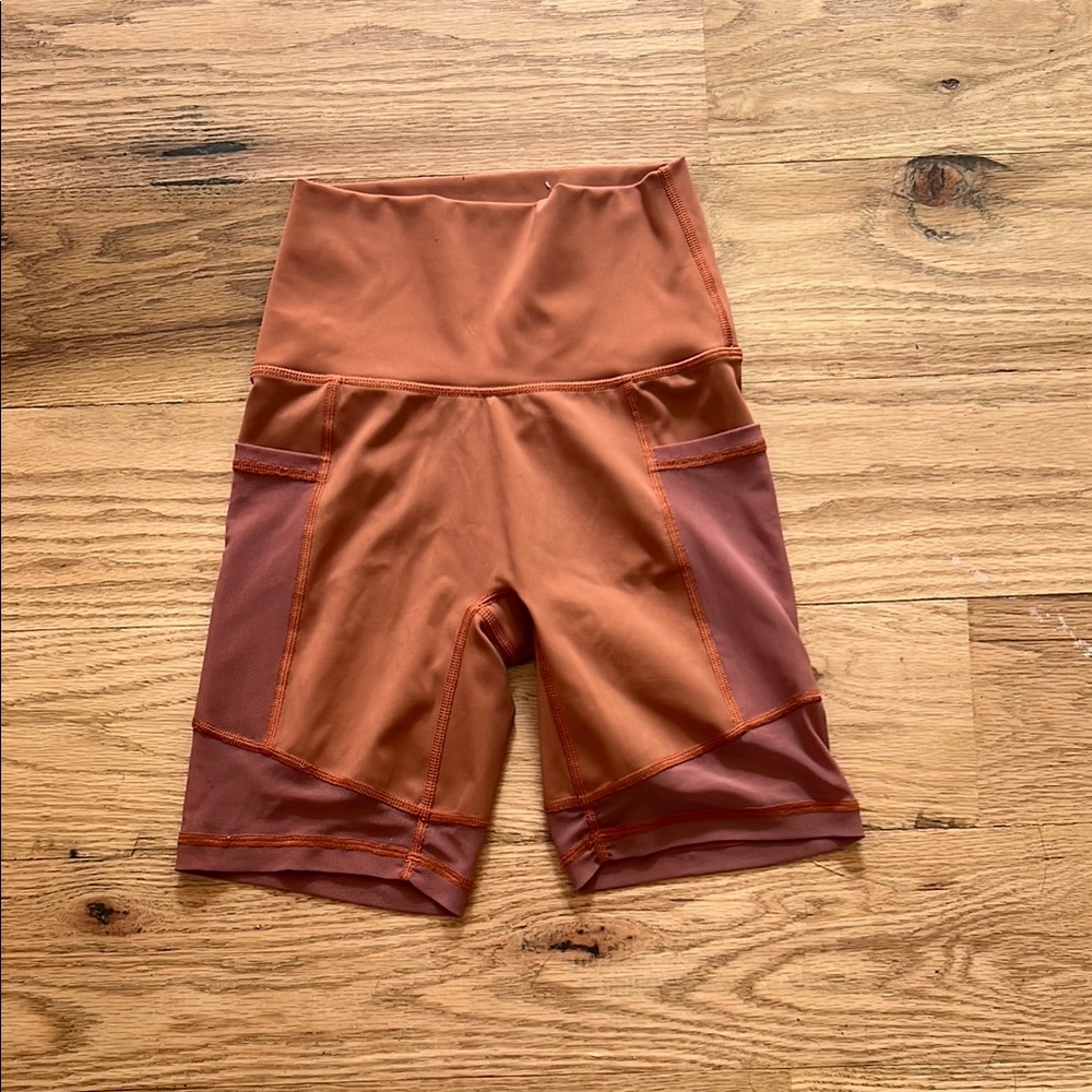 High-Waist Rust Women's Bike Shorts